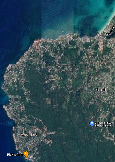 Google maps satellite image of the tropical farm location